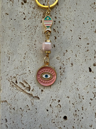 Evil eye beaded keychain