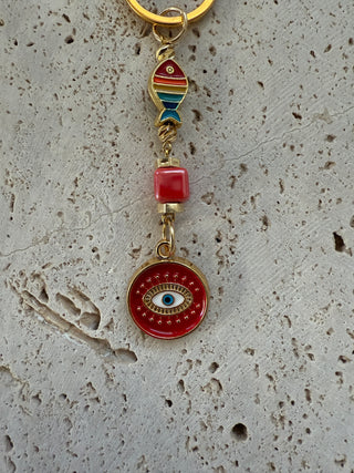 Evil eye beaded keychain