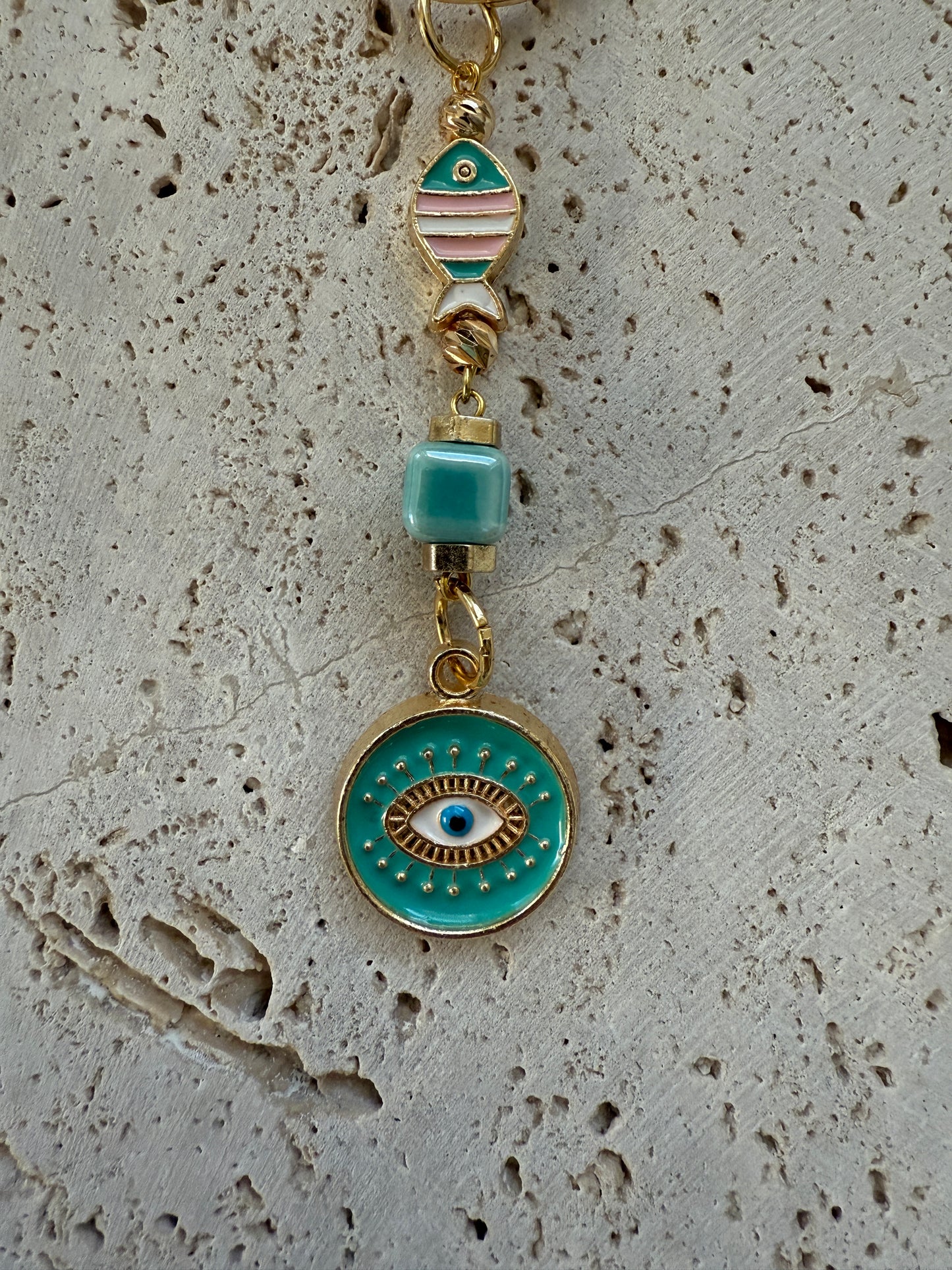 Evil eye beaded keychain