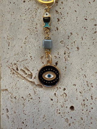 Evil eye beaded keychain