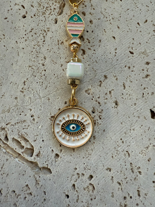 Evil eye beaded keychain