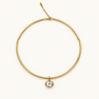 Golden Halo Omega Oval Necklace