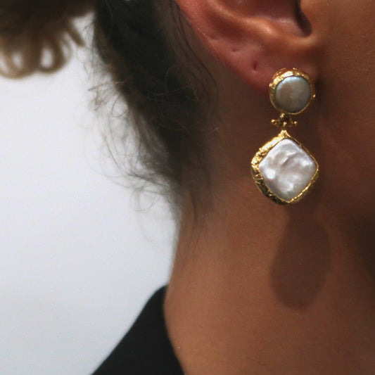 Mother of Pearl Diamond Cut Earrings