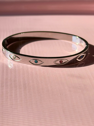 Silver Multi-Color Eye Bangle
