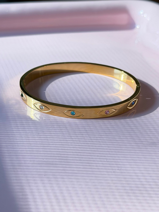 Gold Multi-color Eye Bangle