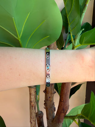 Silver Multi-Color Eye Bangle