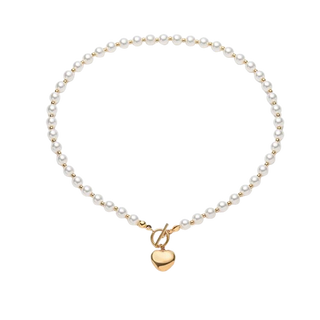 Tori Gold Pearl Heart Necklace