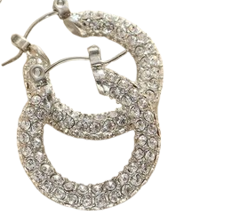 Crystal Hoops Silver