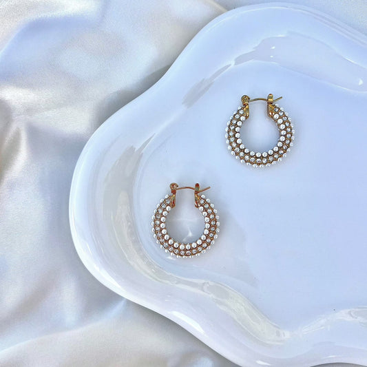 Pearl & Diamond Hoops