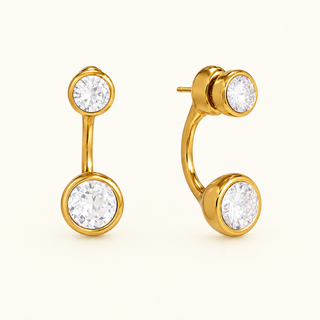 Bezel Ear Jacket Earrings