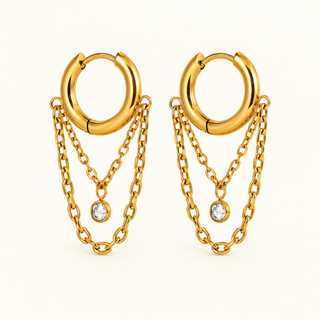 Cascade Chain Huggie Hoops