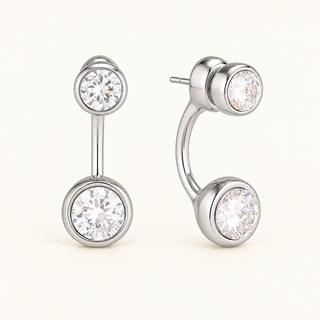 Bezel Ear Jacket Earrings