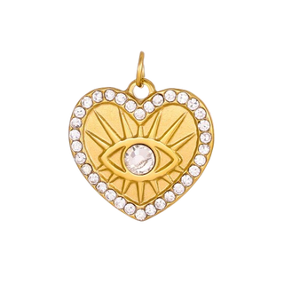 Gold Diamond Heart Evil Eye